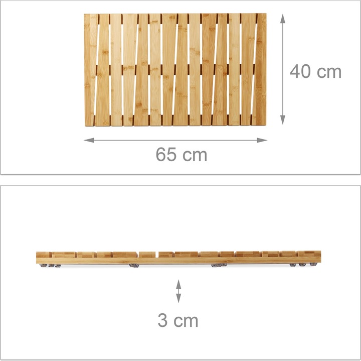 Actual product image Relaxdays Bamboo Bath Mat (65 x 40 x 3 cm)