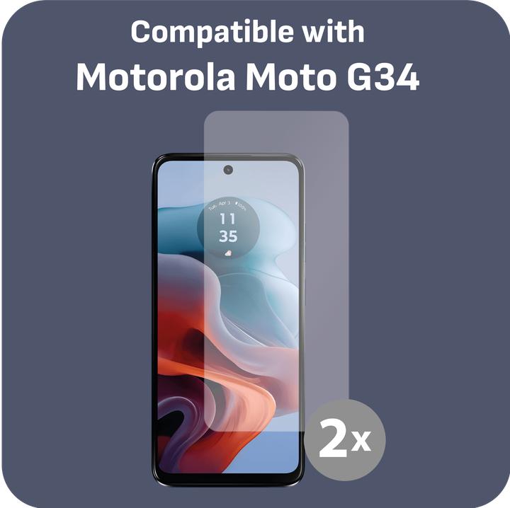 Produktbild Cazy Schutzglass Kompatibel mit Motorola Moto G34 Tempered Glass Hülle Kompatibel - Transparant - 2 Stück (2 Stk., Motorola Moto G34)