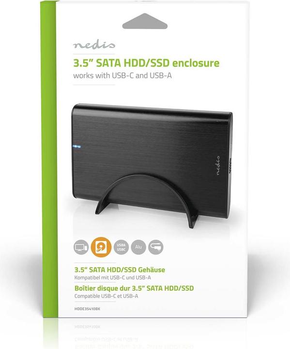Produktbild Nedis Festplattengehäuse | 3.5 " | USB 3.1 Gen1 | USB Type-A / USB Type-C™ | Notebook / PC | Alumini (3.5")