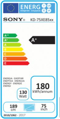 Label énergétique Sony Kd-75xe8596 (75", LCD, 4K, 2017)
