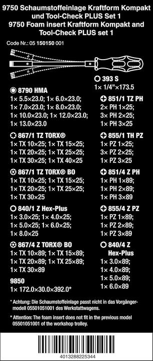 Immagine prodotto Wera 9750 Foam insert KK + Tool-Check PLUS set 1