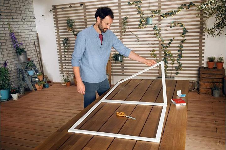 Image du produit tesa Moustiquaire FALT pour portes, cadre en aluminium à taille réglable, pliable (220 x 100 cm)