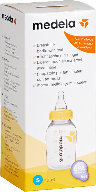 Actual product image Medela Milk bottle 150 ml with teat S (slow flow / 0 to 3 months) (150 ml)