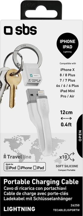 Produktbild SBS Netz und Ladekabel USB - Lightning mit Schlüsselanhänger (0.12 m, USB 2.0)