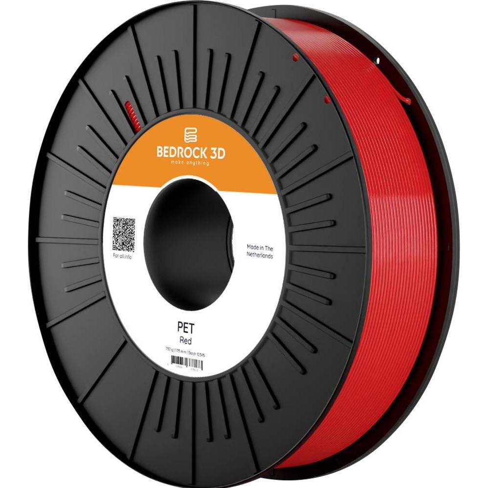 Bedrock 3D Pet-0314b075 PET Red 2.85 mm 750 g Filament PET 2.85 mm 750 g Rot 1 (PET, 750 g), Filamenti stampa 3D, Rosso