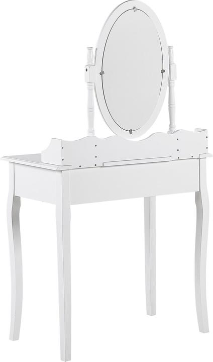 Produktbild Beliani Schminktisch mit ovalem Spiegel Hocker 1 Schublade weiss SOLEIL (39 x 30 x 47 cm)