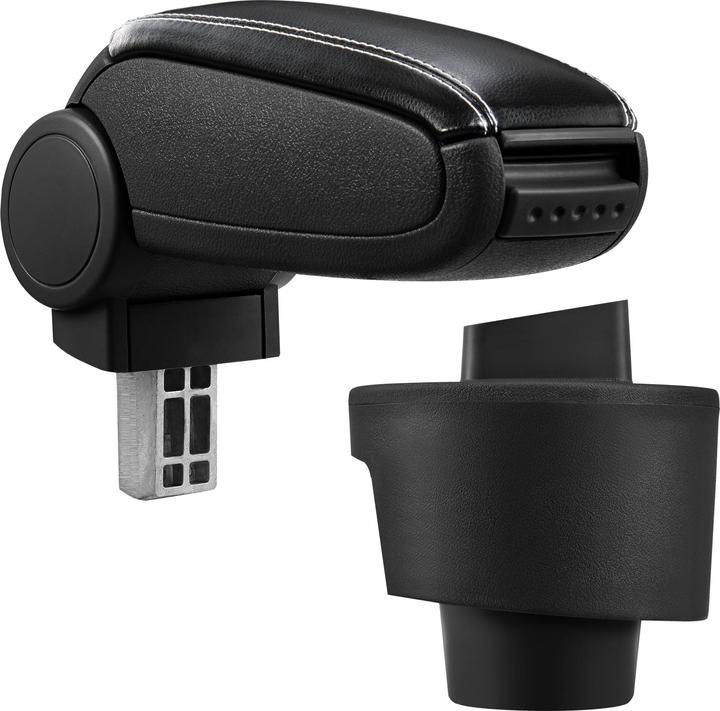 Produktbild Pro-Tec Mittelarmlehne Seat Ibiza mit Staufach Kunstleder Schwarz mit weissen Nähten
