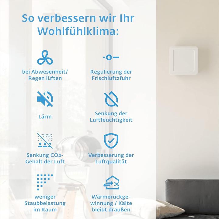 Produktbild Siegenia Slimmer Wandventilator mit Wärmerückgewinnung, WLAN-Funktion und App-Steuerung