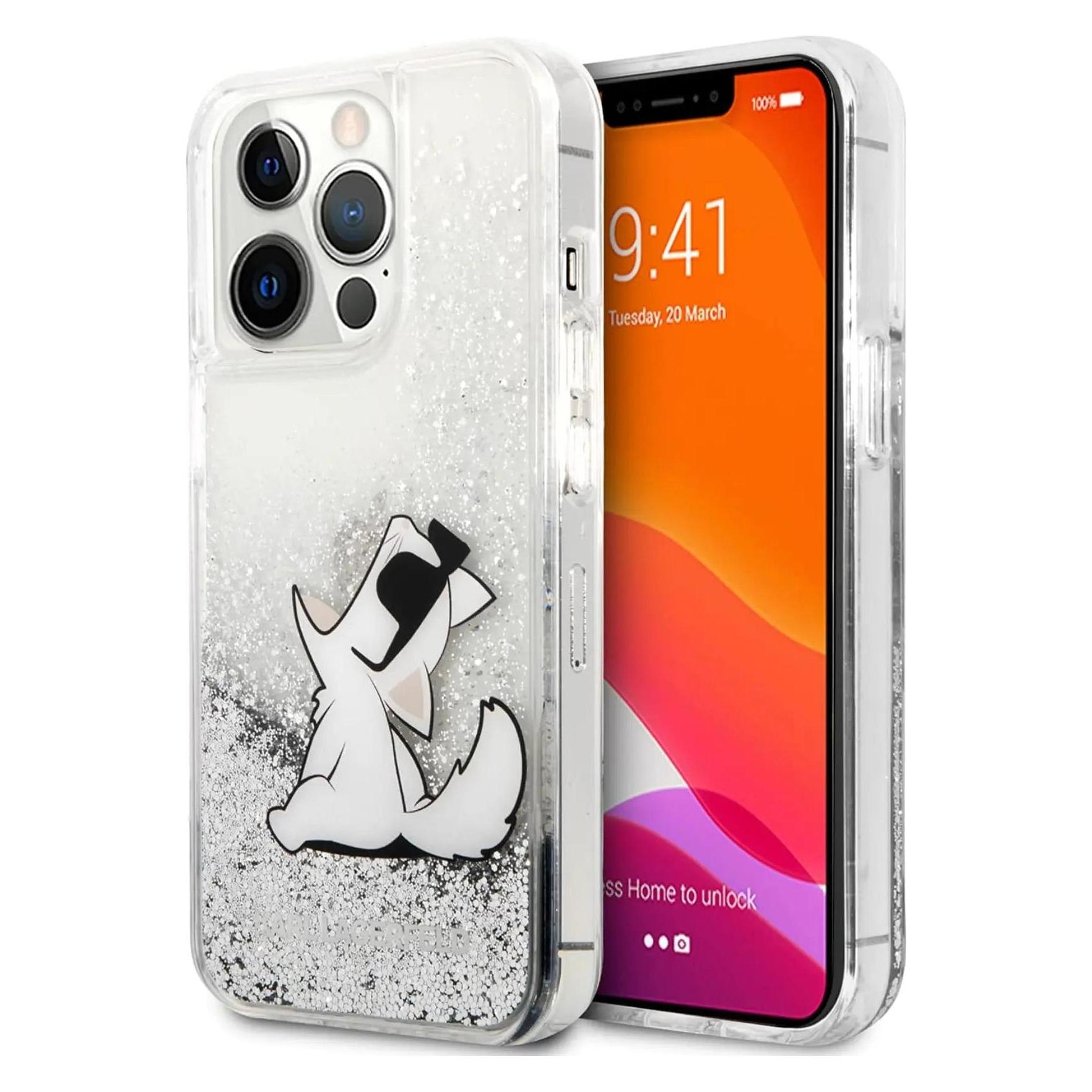 Karl Lagerfeld Liquid Case (Apple IPhone 13 Pro Max), Smartphone Hülle, Silber