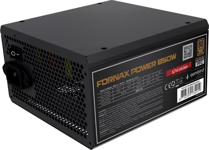 Gembird CCC-PSUBRONZE-850W Netzteil Fornax Power 850W aktive PFC 12cm Lüfter 80+Bronze (850 W)