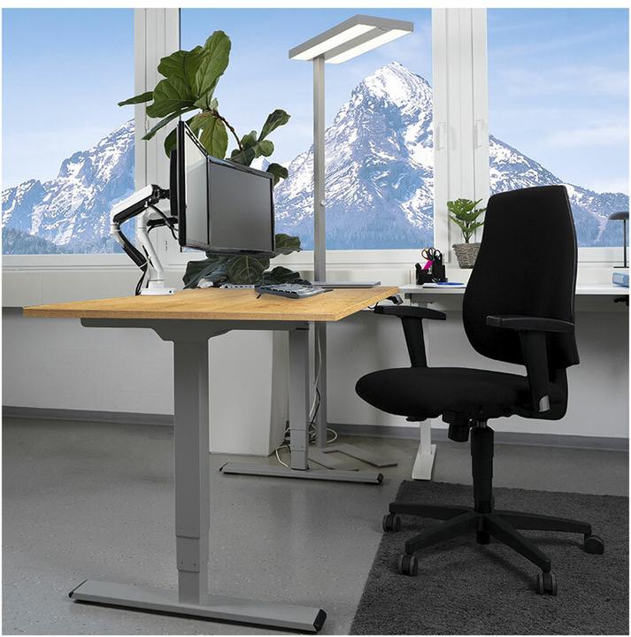 Produktbild Contini höhenverstellbarer Bürotisch 1.6x0.8m Eiche / Gestell grau RAL 7045