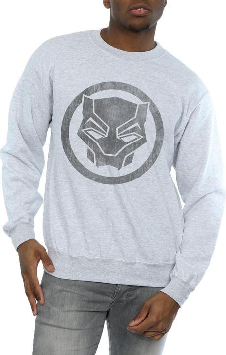 Actual product image Mens Black Panther Distressed Icon Cotton Sweatshirt (XL)
