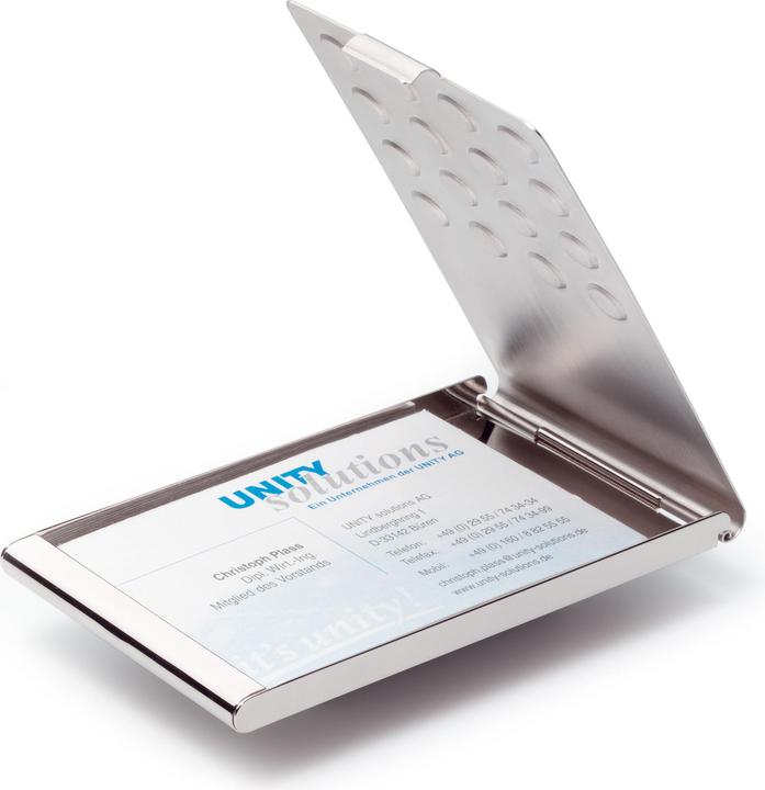 Produktbild Durable Visitenkartenetui Business Card Box Chrome (95 x 58 mm)