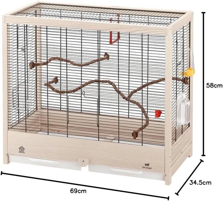 Actual product image Ferplast Metal and Wood Bird Cage with Accessories