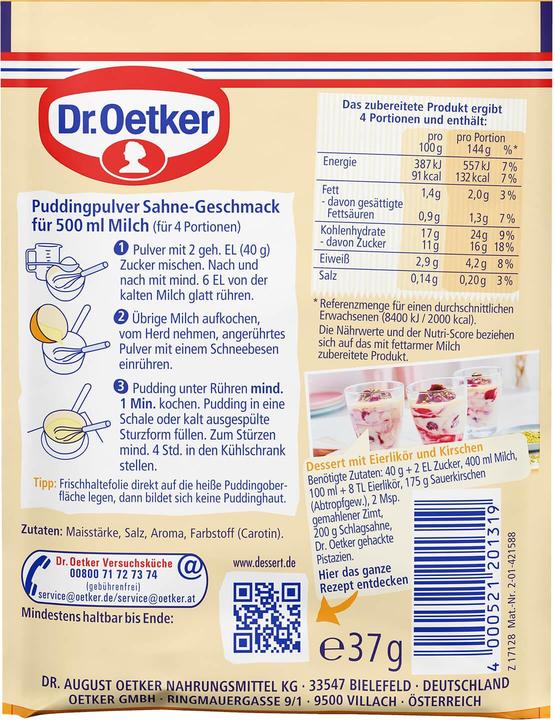 Image du produit Dr. Oetker Orig.Pudding Crème (111 g)