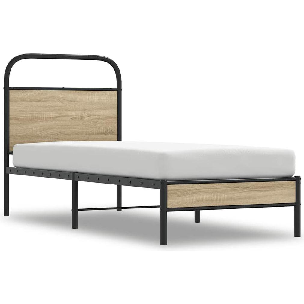 Thumbnail - VidaXL, Bett, Bettgestell ohne Matratze 107x203 cm Räuchereiche Holzwerkstoff (107 x 203 cm)