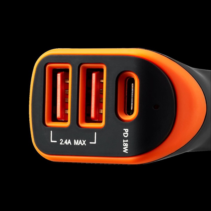 Actual product image Canyon Car charger 3Port 2xUSB-A,USB-C PD /orange