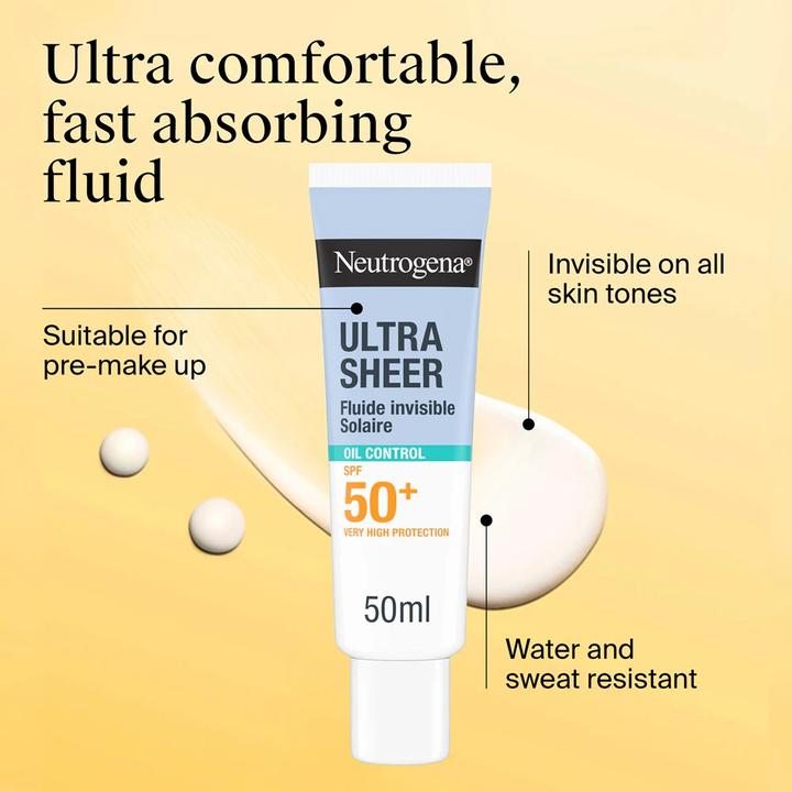 Actual product image Neutrogena Oil Control Ultra Sheer (Sun cream face, SPF 50+, 50 ml)