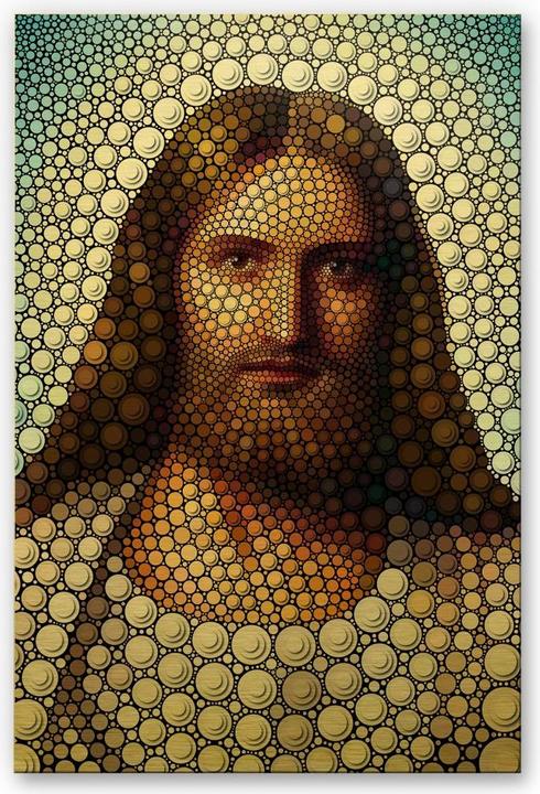 Produktbild Trenddeko Goldeffekt - Ben Heine - Circlism JesusChristus (75 x 120 cm)