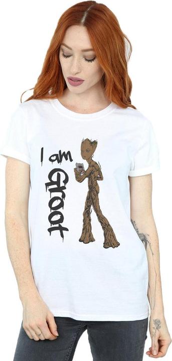 Actual product image Womens/Ladies Avengers Infinity War Graffiti Groot Cotton Boyfriend T-Shirt (L)