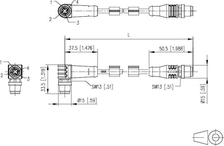 Actual product image Metz 142M1D19100 M12 network cable, patch cable CAT 5e SF/FTP 10m green PUR jacket, acid-coated (F/FTP, CAT5e, 10 m)