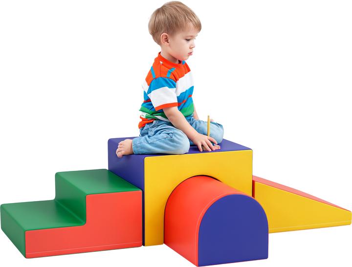 Homcom Bausteinset Kunstleder, Schaumstoff Rot