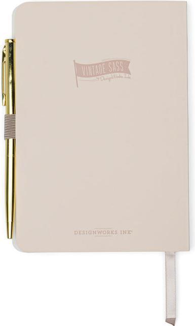 Actual product image Designworks Vintage Sass Notebook with Pen - Shiitake Happens (Lined, Hardcover)