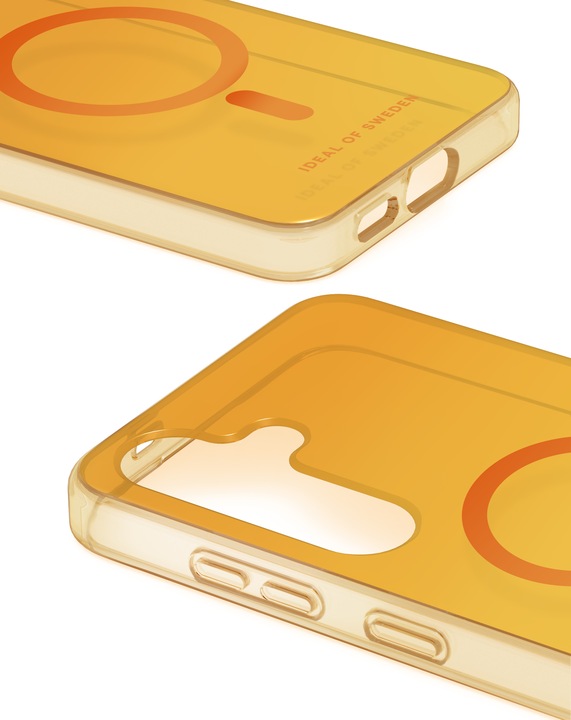 Actual product image iDeal Of Sweden Magsafe Designer Hard-Cover Orange Spritz clear (Samsung Galaxy S24+, Samsung Galaxy S25)