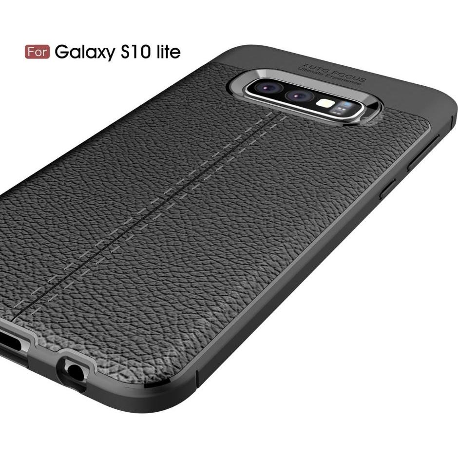 Thumbnail - Screenguard Samsung Galaxy S10e Hülle Leather Design TPU Cover (Samsung Galaxy S10e), Smartphone Hülle, Schwarz