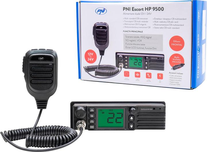 PNI CB-Funkgerät Escort HP 9500 Multistandard, Frontlautsprecher, ASQ, VOX, Scan, 4W, AM-FM, Netztei