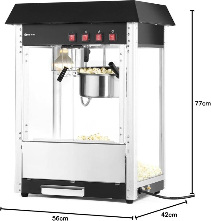 Actual product image Hendi Popcorn machine - Zwart - 230V/1500W - 560x420x(H)770mm 282762 - Horeca & Professioneel
