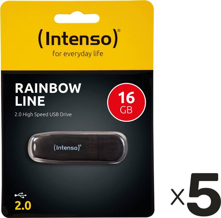 Produktbild Intenso USB-Speicherstick Rainbow Line, 16 GB 5er Pack (16 GB)