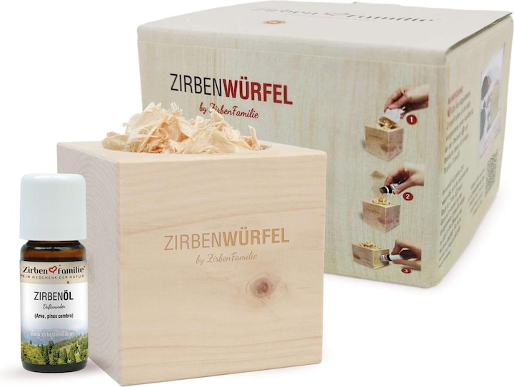 Actual product image ZirbenFamilie Swiss Pine Cube Set incl. 10ml Swiss Pine Oil