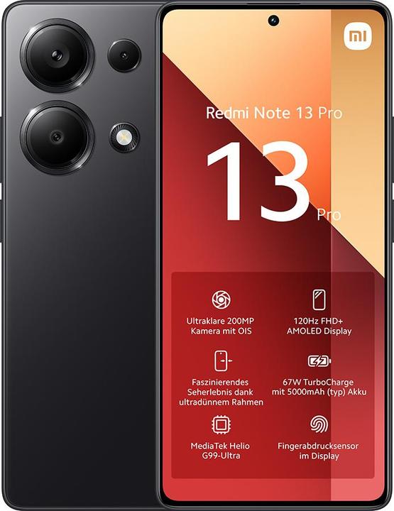 Produktbild Xiaomi Redmi Note 13 Pro (256 GB, Midnight Black, 6.67", Dual SIM, 4G)
