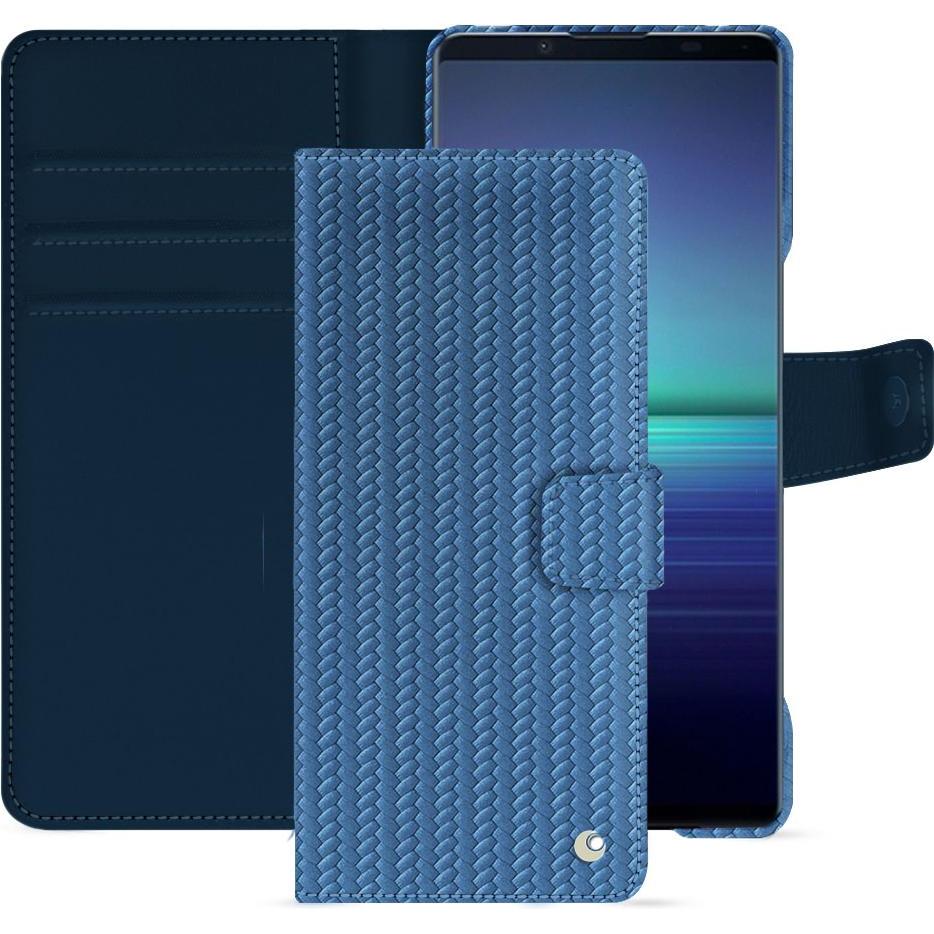 Noreve Lederschutzhülle Sony Xperia 1 V (Sony Xperia 1 V), Smartphone Hülle, Blau