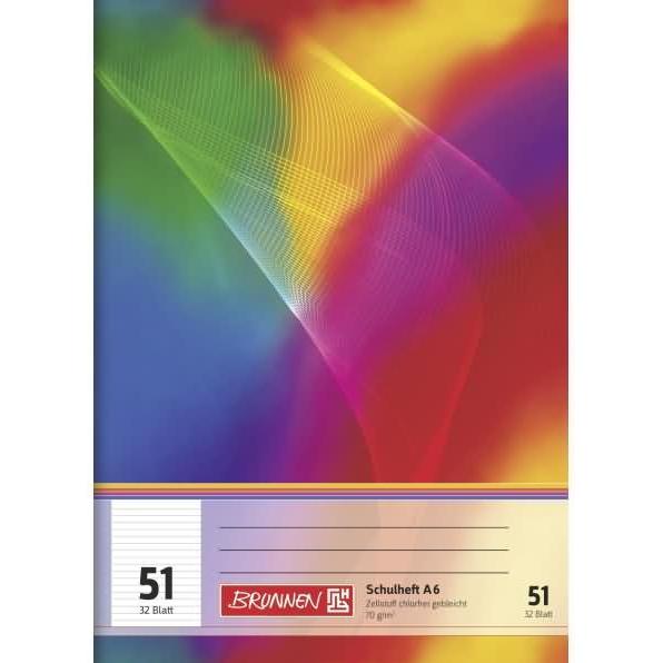 Brunnen, Heft + Block, Schulheft A6 Lineatur 51 80 g/qm 32 Blatt (A6, Liniert)