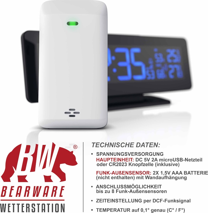 Produktbild Bearware Funk Wetterstation mit Aussensensor