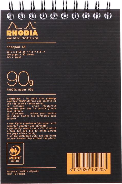 Actual product image Rhodia Notepad (A6, Checked)