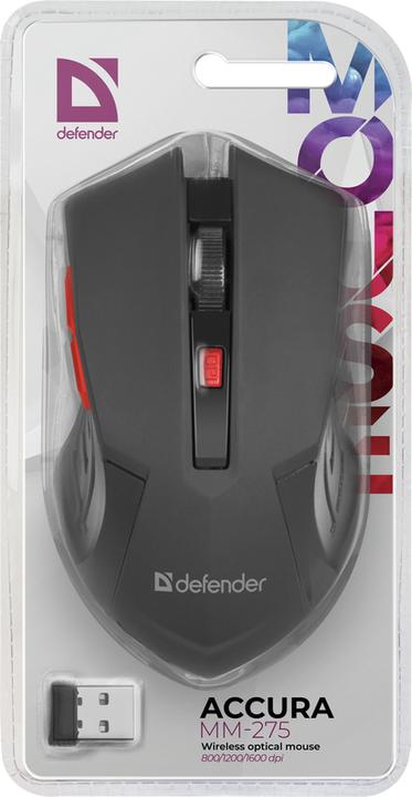 Image du produit Defender SOURIS ACCURA MM-275 RF NOIR ET ROUGE OPTICAL 1600DPI 6P (Sans fil)