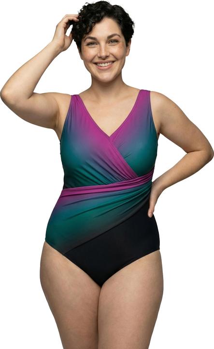 Actual product image Ulla Popken Gradient Wrap Look One Piece Swimsuit (60)