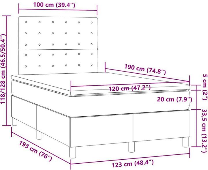 Produktbild vidaXL Boxspringbett (120 x 190 cm)