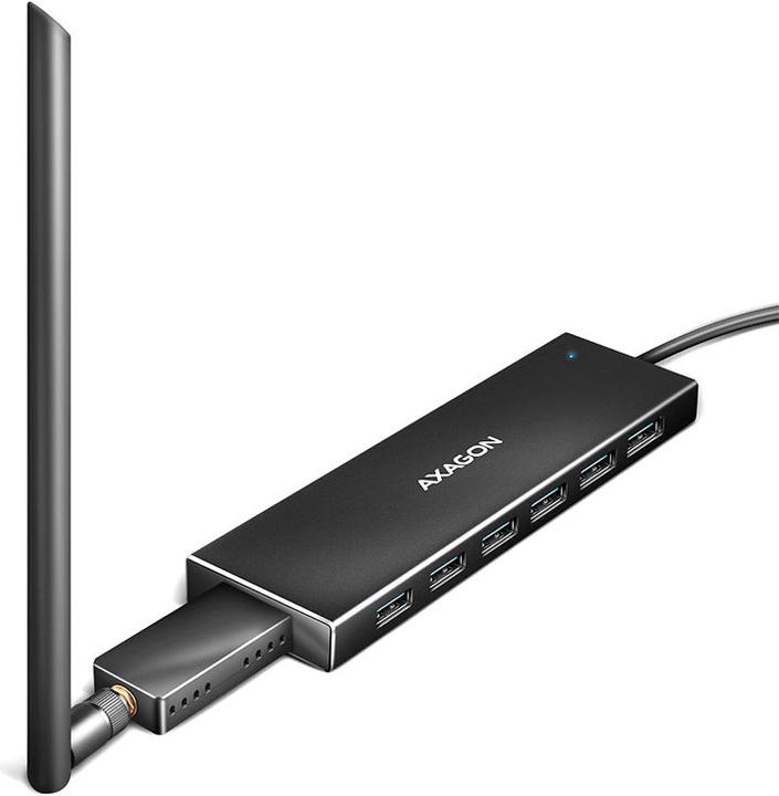 Image du produit Axagon HUE-F7A 7x USB 3.2 Gen 1 Aluminium Flat Hub, câble USB-C de 30 cm (USB-C, 7 ports)
