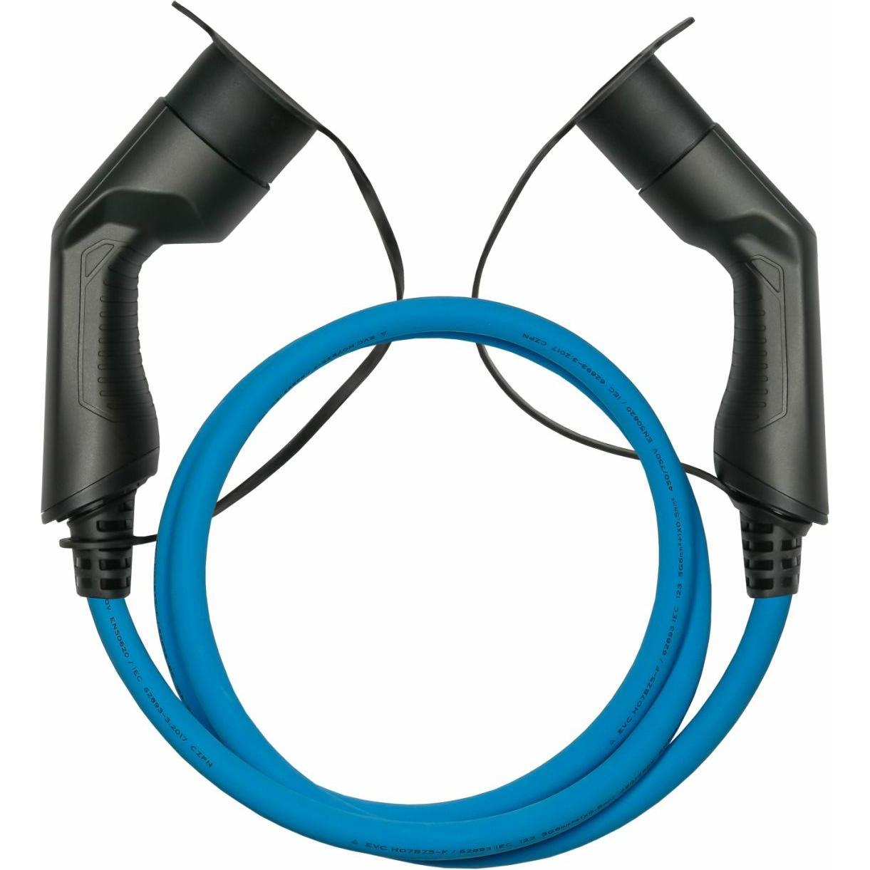 Kabelmeister, Elektroauto Ladekabel, E-Auto-Ladekabel Mode 3, Typ 2 Stecker an Buchse, 3-phasig, 32 A, 22 kW, blau, 10m ...