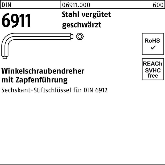 Actual product image Hex key L-wrenches DIN 6911 hexagonal with tang SW 6 M 8 hardened and tempered steel blackened