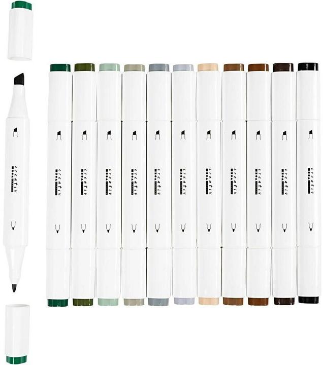 Actual product image Creativ Company Kalligraphiemarker 1+ 8 mm, 12 Stück, Naturfarben (12x)