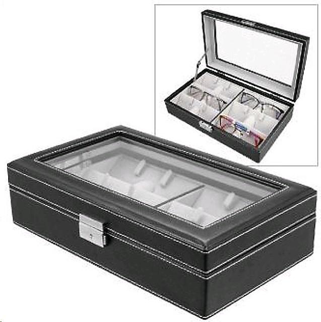 Safe schwarz Brillenkoffer mit 6 Fächer
