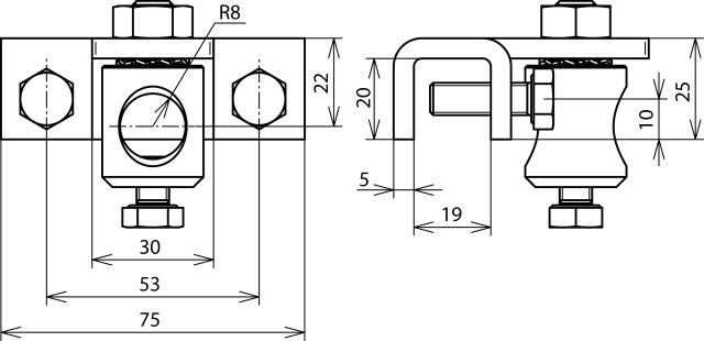 Produktbild Dehn 106319 Anschlussklemme NIRO f. Profile 5-18mm m. Befest