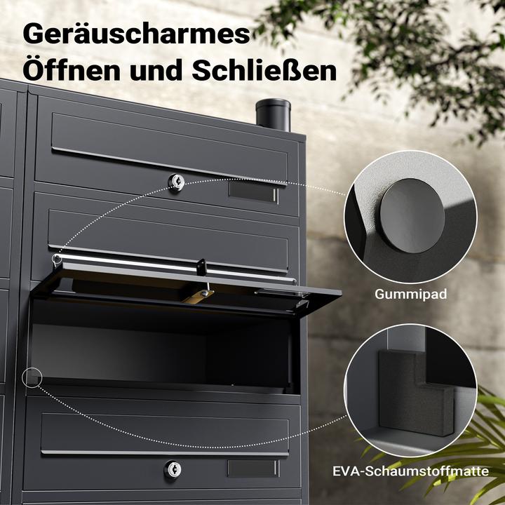 Produktbild Wiltec 12er Briefkastenanlage Anthrazit 2x6 Fächer Standbriefkasten Briefkasten