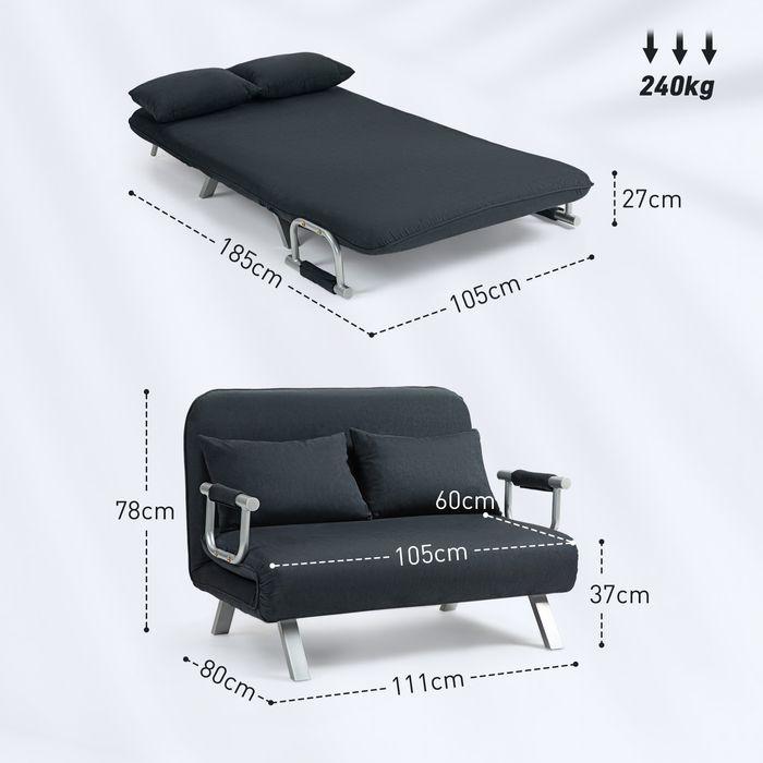 Immagine prodotto Swisshandel24 2-Sitzer Sofa mit Schlaffunktion, Schlafsofa mit Verstellbarer Rückenlehne (2 posti)