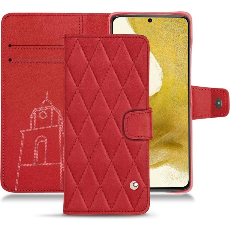 Noreve Lederschutzhülle Wallet (Samsung Galaxy S22), Smartphone Hülle, Rot